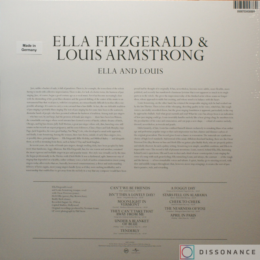 Виниловая пластинка Louis Armstrong - Ella Fitzgerald And Louis Armstrong (1956) - фото 1