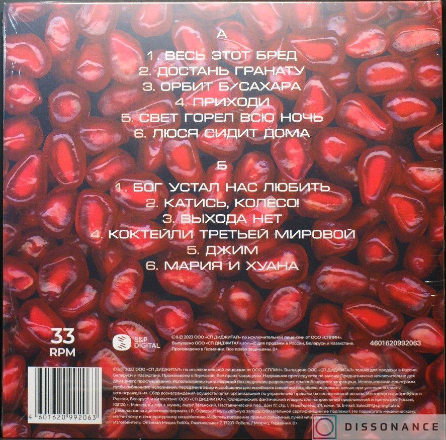 Виниловая пластинка Сплин - Гранатовый Альбом (1998) - фото 1