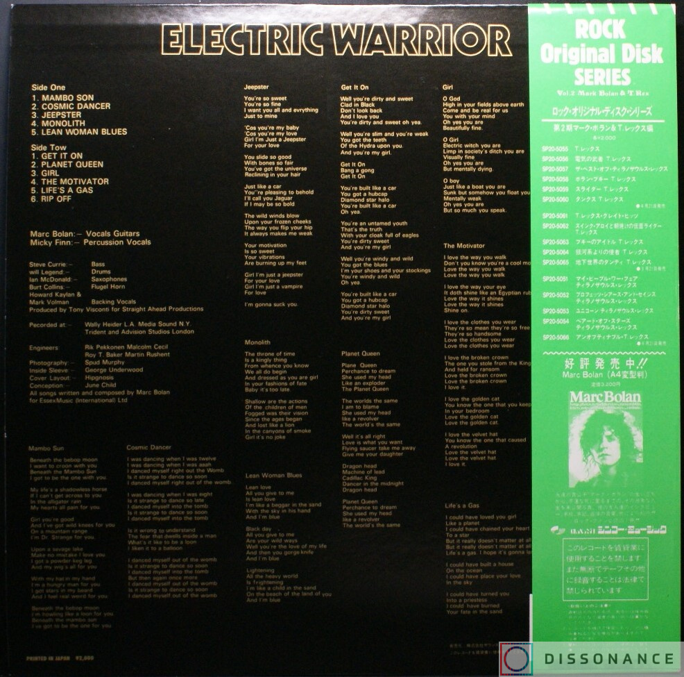 Виниловая пластинка T Rex - Electric Warrior (1971) - фото 1