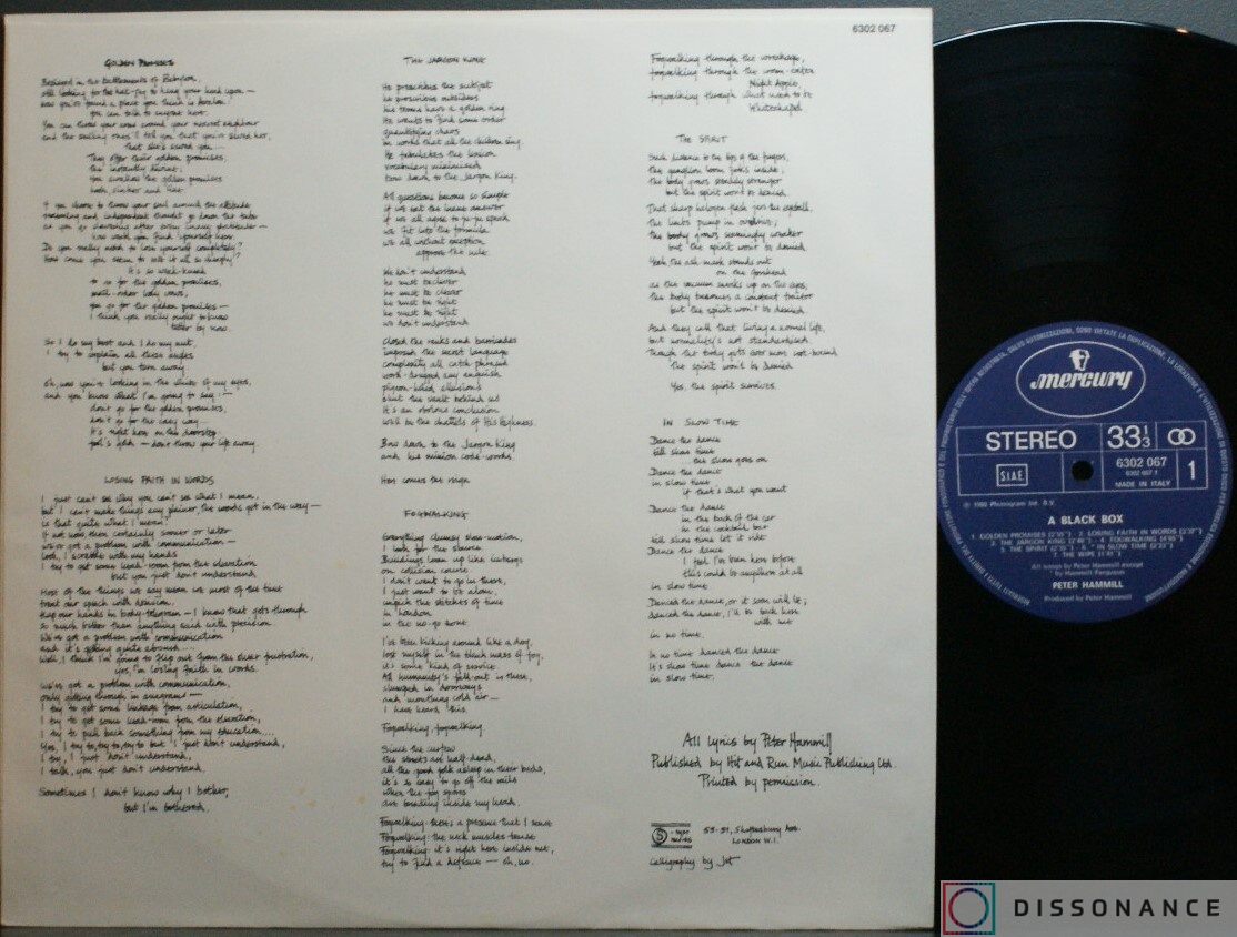 Виниловая пластинка Peter Hammill - A Black Box (1980) - фото 2