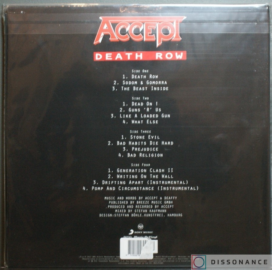 Виниловая пластинка Accept - Death Row (1994) - фото 1
