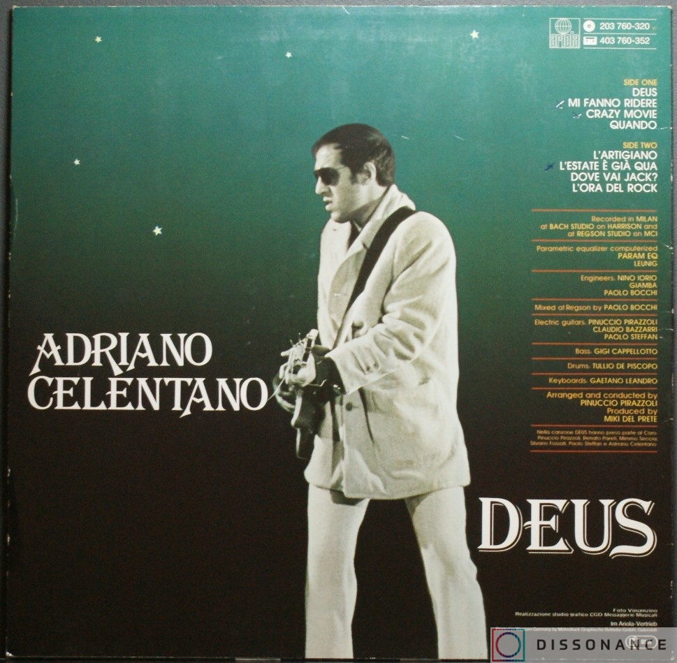 Виниловая пластинка Adriano Celentano - Deus (1981) - фото 1