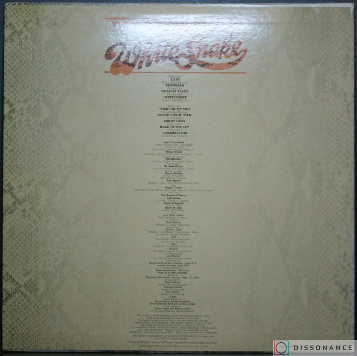 Виниловая пластинка David Coverdale - Whitesnake (1976) - фото 1