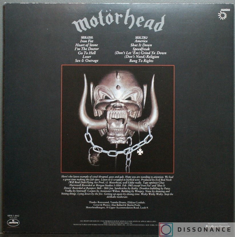 Виниловая пластинка Motorhead - Iron Fist (1982) - фото 1