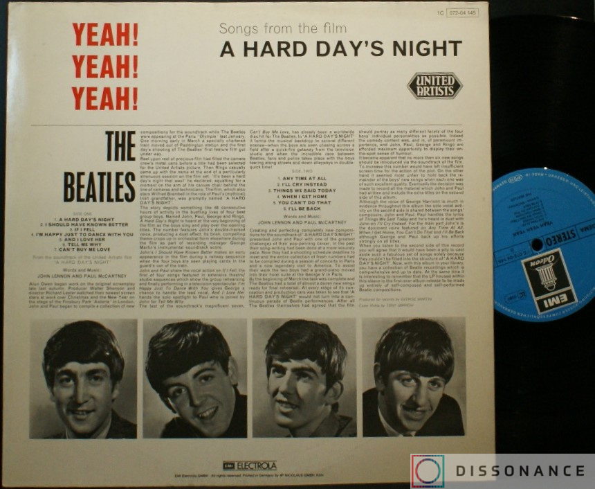 Виниловая пластинка Beatles - Hard Days Night (1964) - фото 1
