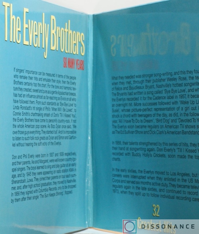 Виниловая пластинка Everly Brothers - 32 Greatest Hits Of Everly Brothers (1989) - фото 1
