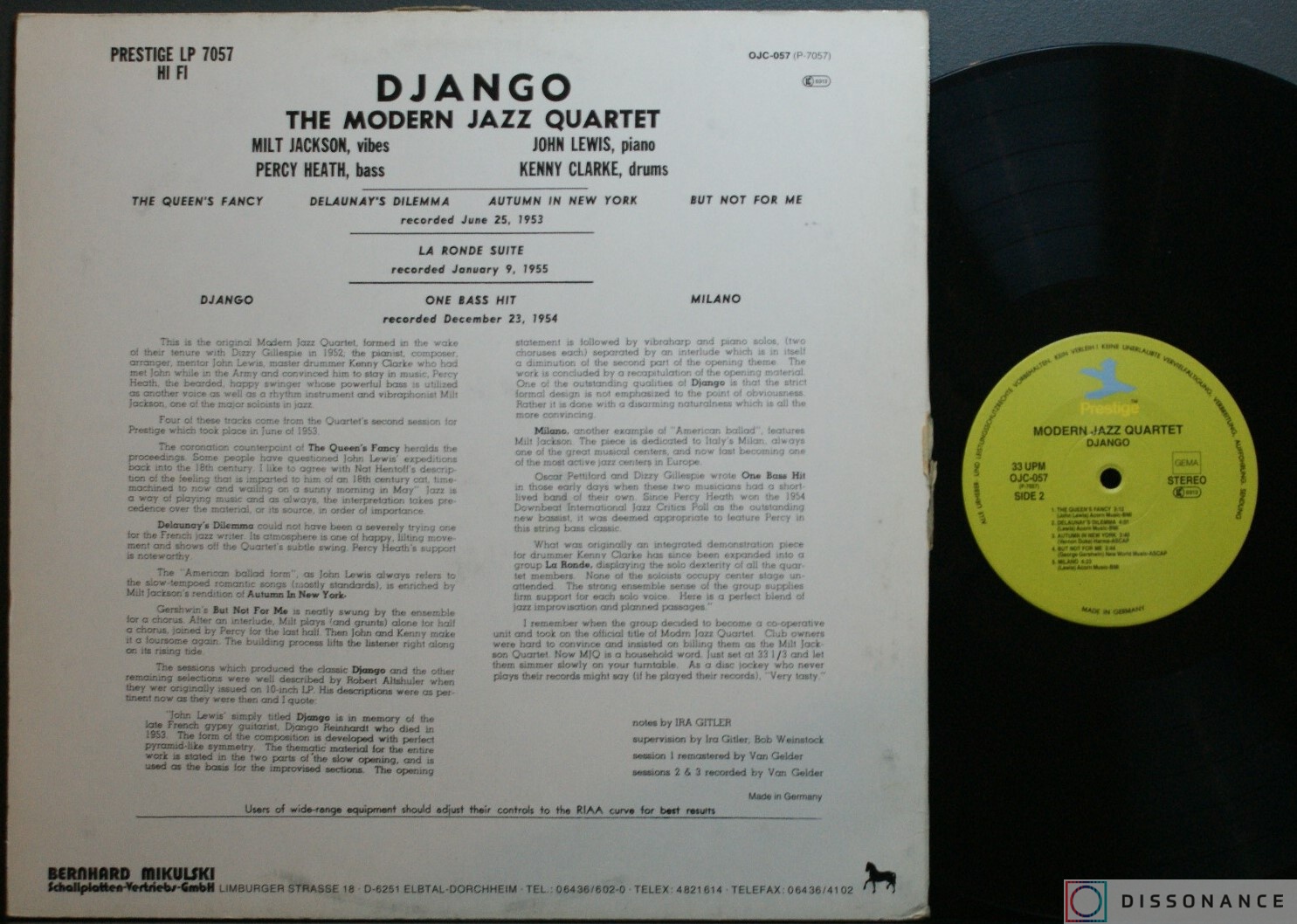 Виниловая пластинка Modern Jazz Quartet - Django (1956) - фото 1