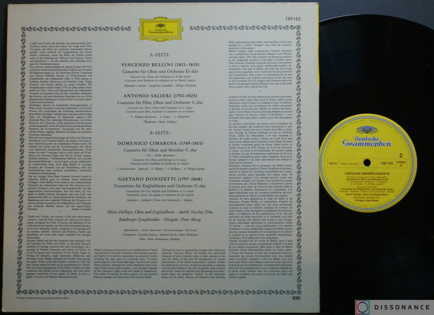 Виниловая пластинка Heinz Holliger - Virtuose Oboenkonzerte (1966) - фото 1