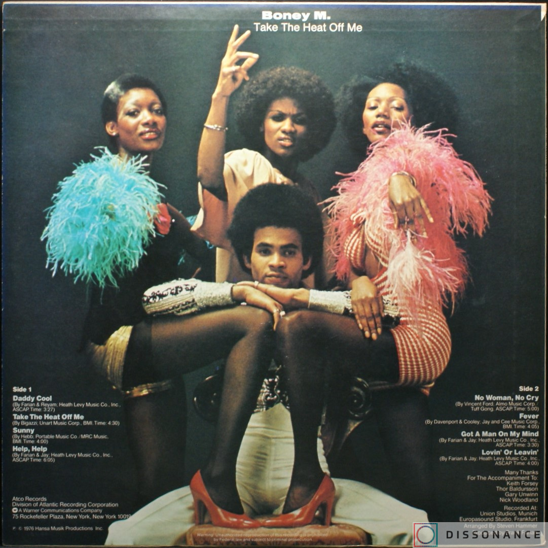 Виниловая пластинка Boney M - Take The Heat Off Me (1976) - фото 1