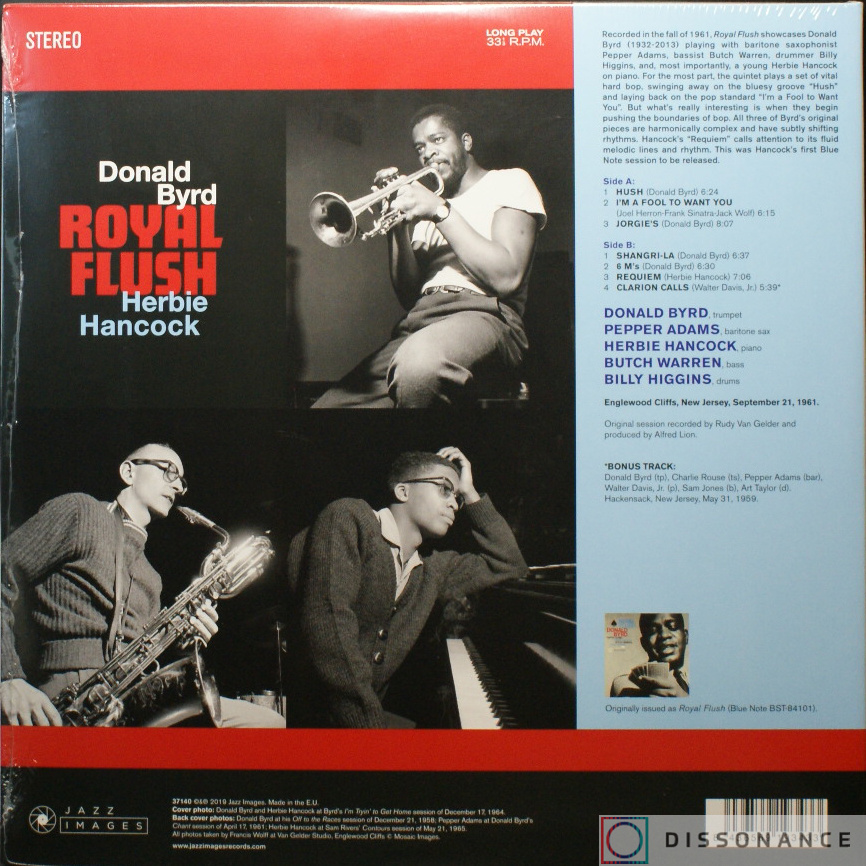 Виниловая пластинка Donald Byrd - With Herbie Hancock Royal Flush (1962) - фото 1
