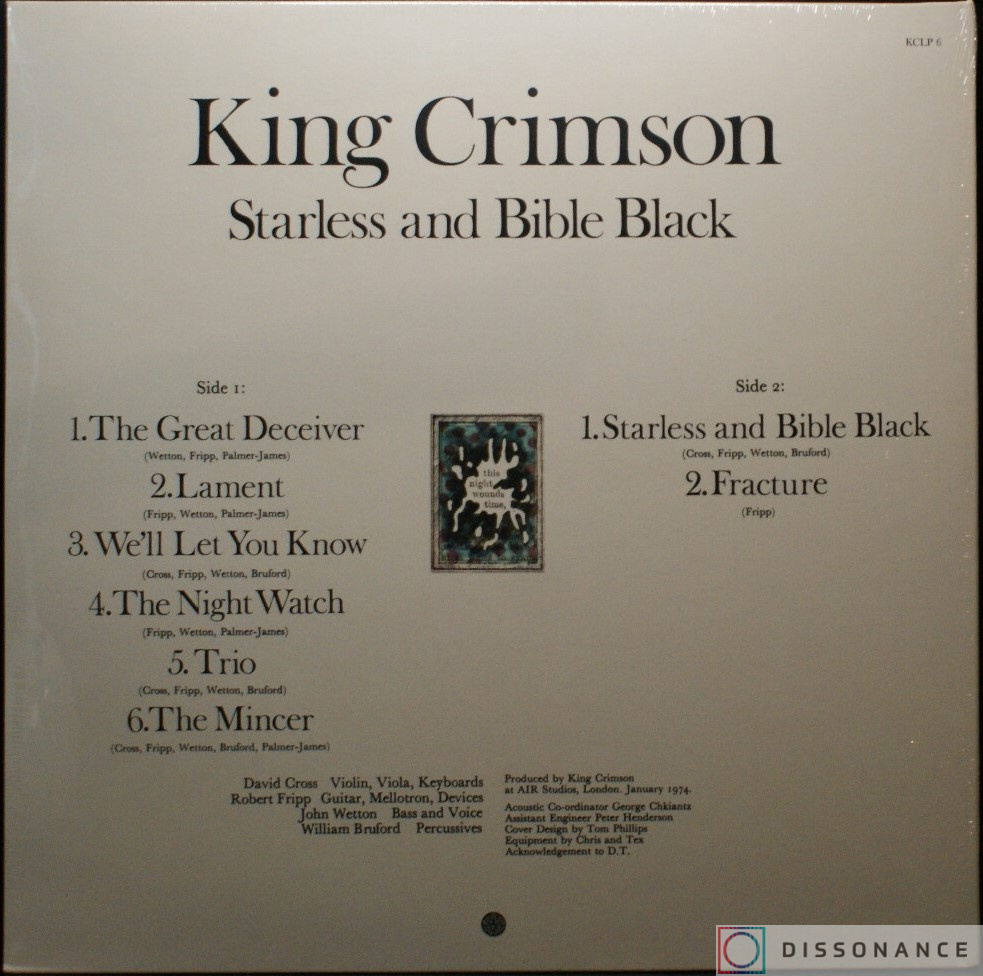 Виниловая пластинка King Crimson - Starless And Bible Black (1974) - фото 1