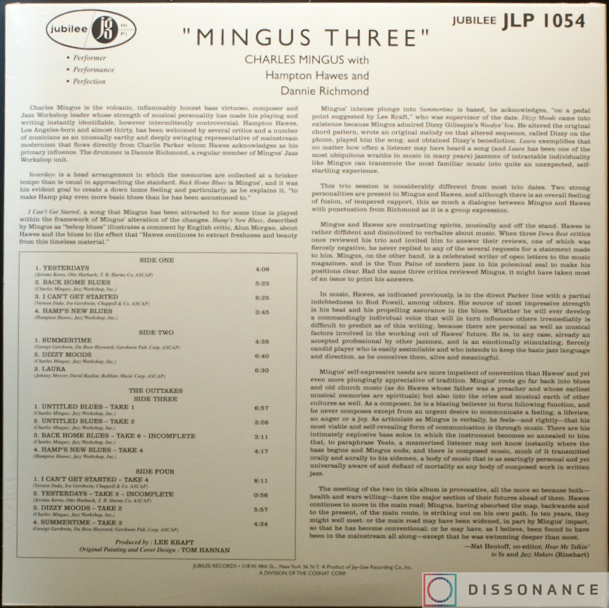 Виниловая пластинка Charles Mingus - Mingus Three (1957) - фото 1