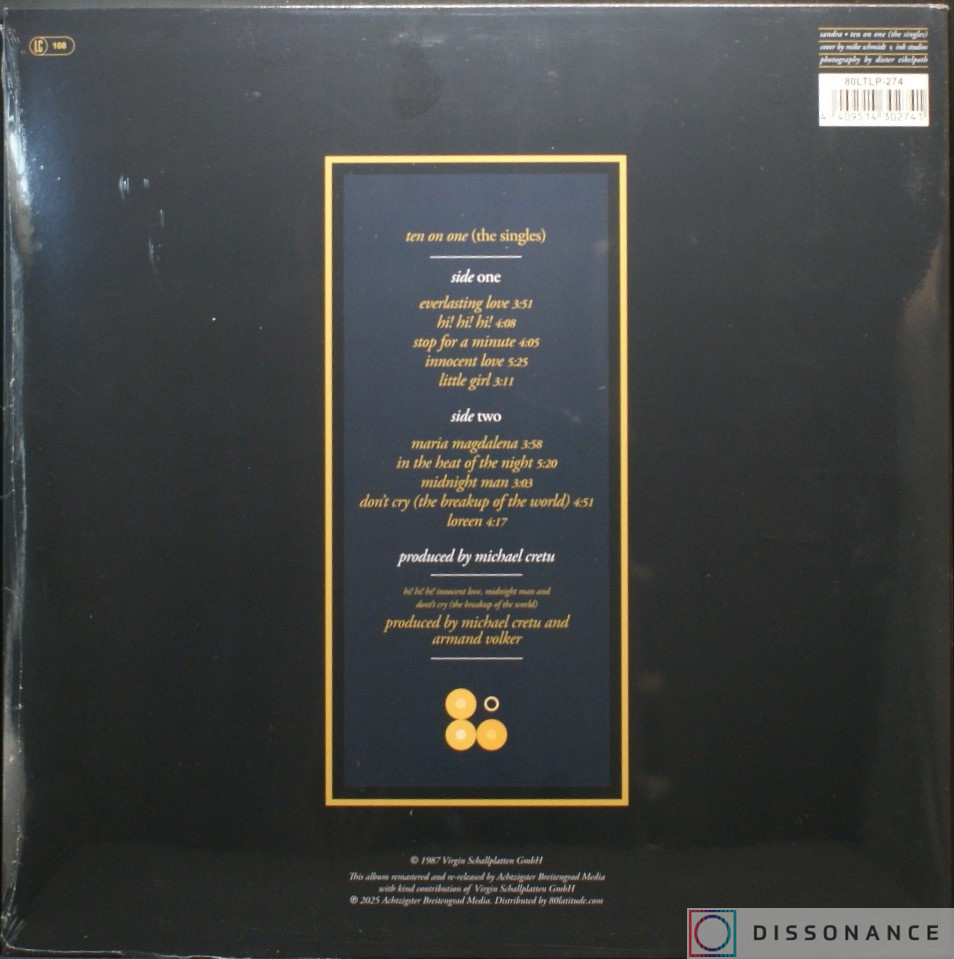 Виниловая пластинка Sandra - Ten On One (Her Greatest Hits) (1987) - фото 1
