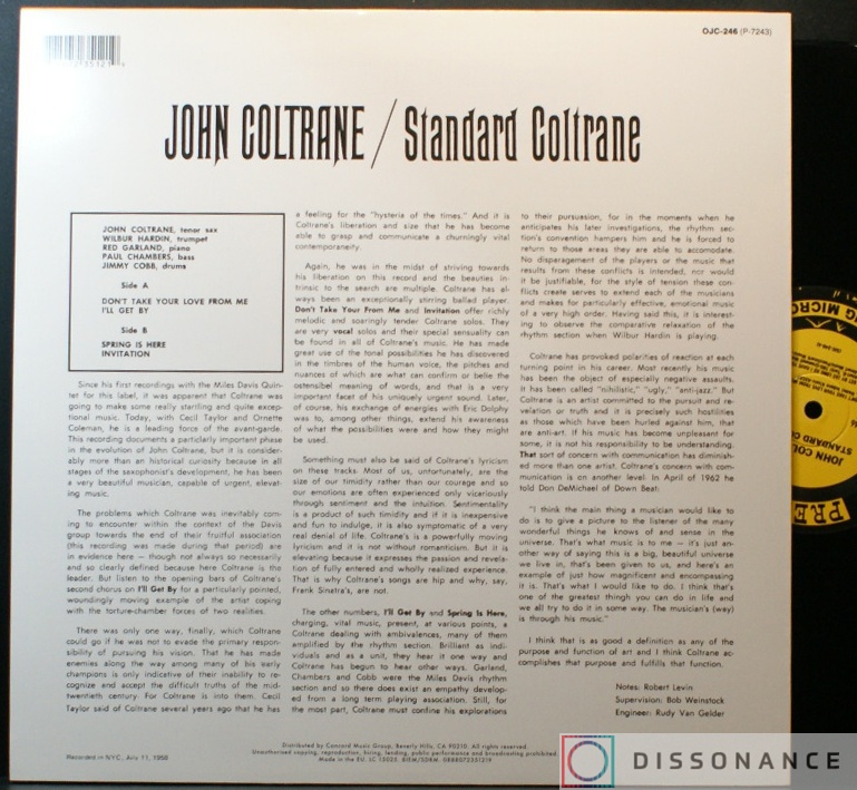 Виниловая пластинка John Coltrane - Standard Coltrane (1962) - фото 1