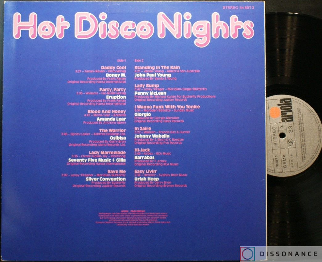 Виниловая пластинка V/A - Hot Disco Nights (1978) - фото 1