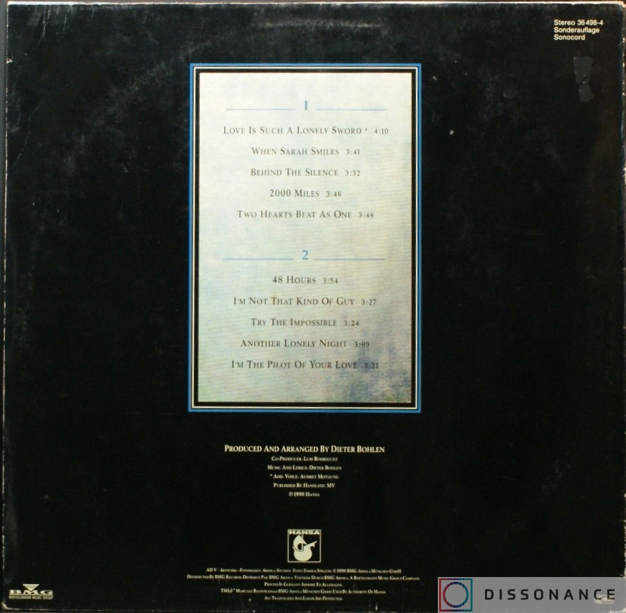 Виниловая пластинка Blue System - Obsession (1990) - фото 1