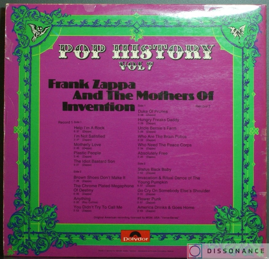 Виниловая пластинка Frank Zappa - Pop History (1971) - фото 1