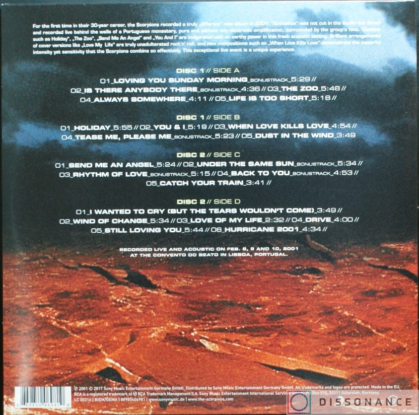 Виниловая пластинка Scorpions - Acoustica (2001) - фото 1