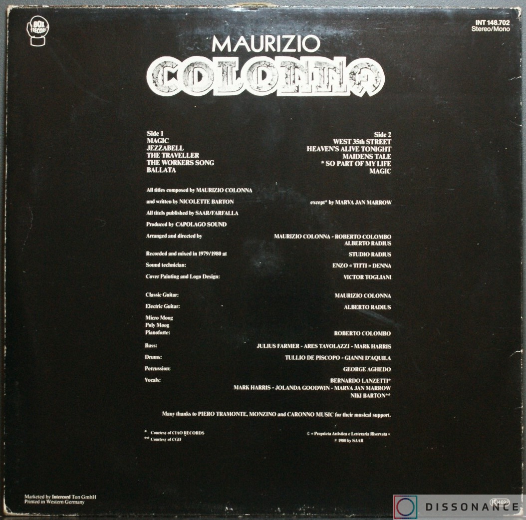 Виниловая пластинка Maurizio Colonna - Colonna (1980) - фото 1