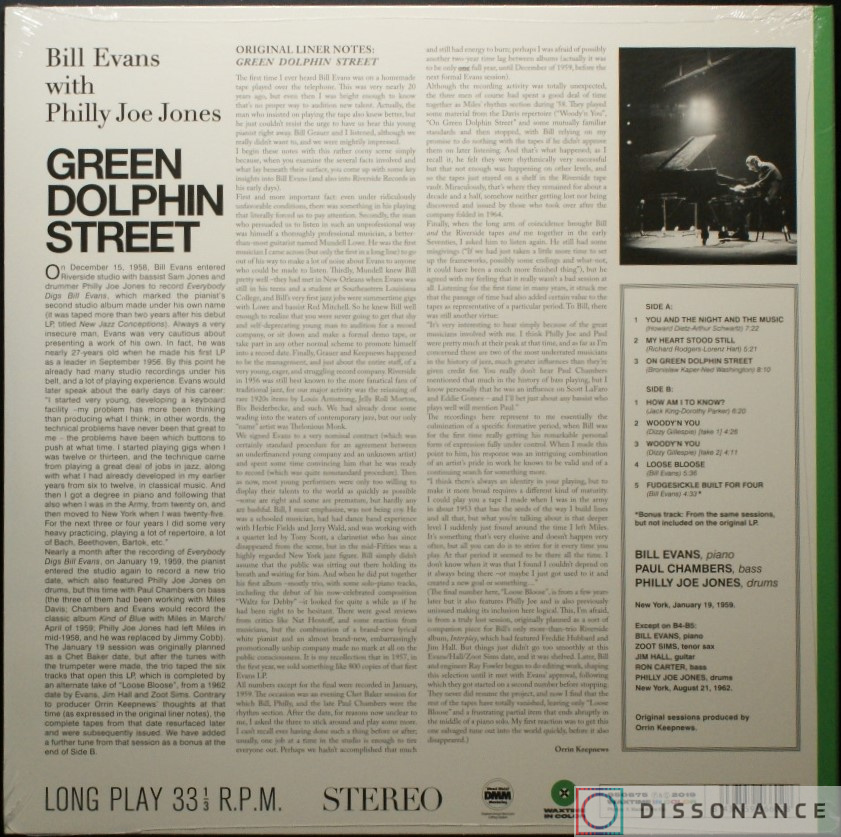 Виниловая пластинка Bill Evans - Green Dolphin Street (1959) - фото 1
