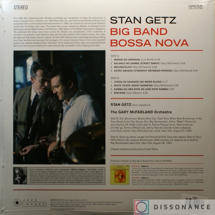 Виниловая пластинка Stan Getz - Big Band Bossa Nova (1962) - фото 1