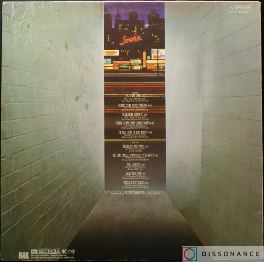 Виниловая пластинка Smokie - Bright Lights And Back Alleys (1977) - фото 1