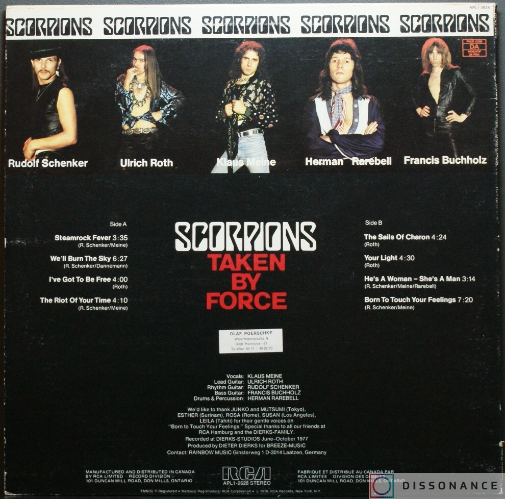 Виниловая пластинка Scorpions - Taken By Force (1977) - фото 1
