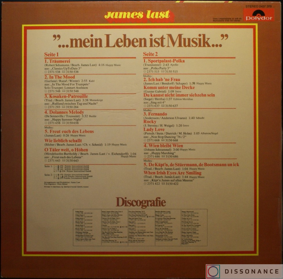 Виниловая пластинка James Last - Mein Leben Ist Musik (1976) - фото 1