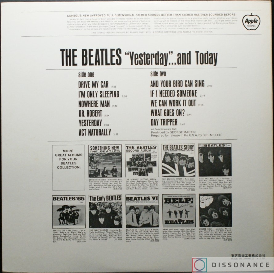 Виниловая пластинка Beatles - Yesterday And Today (1966) - фото 2