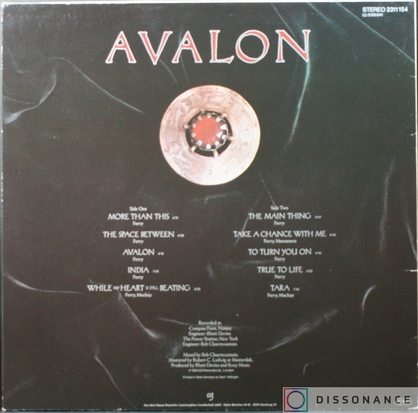Виниловая пластинка Roxy Music - Avalon (1982) - фото 1