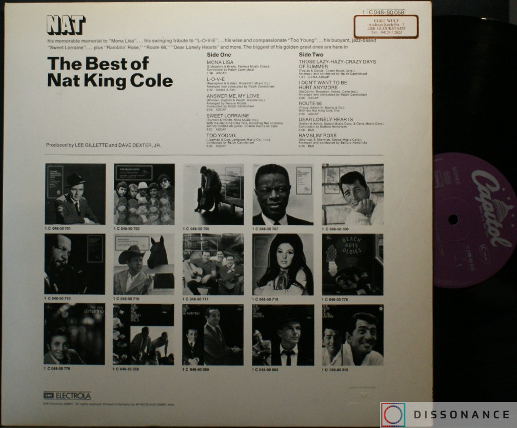 Виниловая пластинка Nat King Cole - Nat King Cole Best (1969) - фото 1