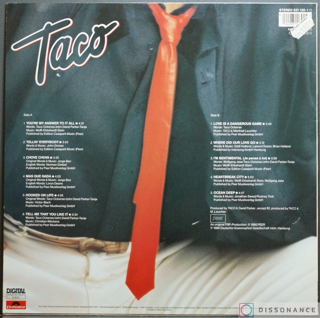 Виниловая пластинка Taco - Tell Me That You Like It (1986) - фото 1