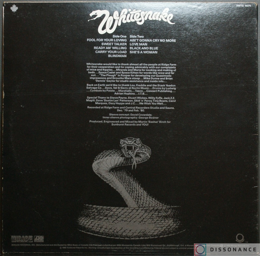 Виниловая пластинка Whitesnake - Ready An' Willing (1980) - фото 1