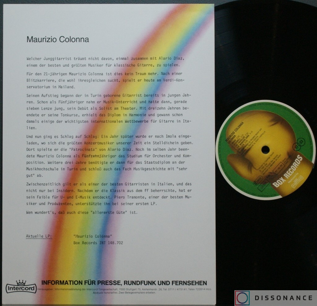 Виниловая пластинка Maurizio Colonna - Colonna (1980) - фото 2