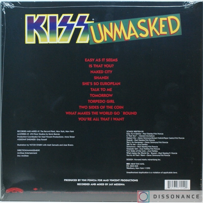 Виниловая пластинка Kiss - Unmsked (1980) - фото 1