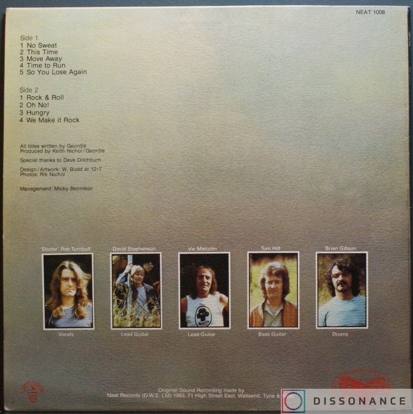 Виниловая пластинка Geordie - No sweat (1983) - фото 1