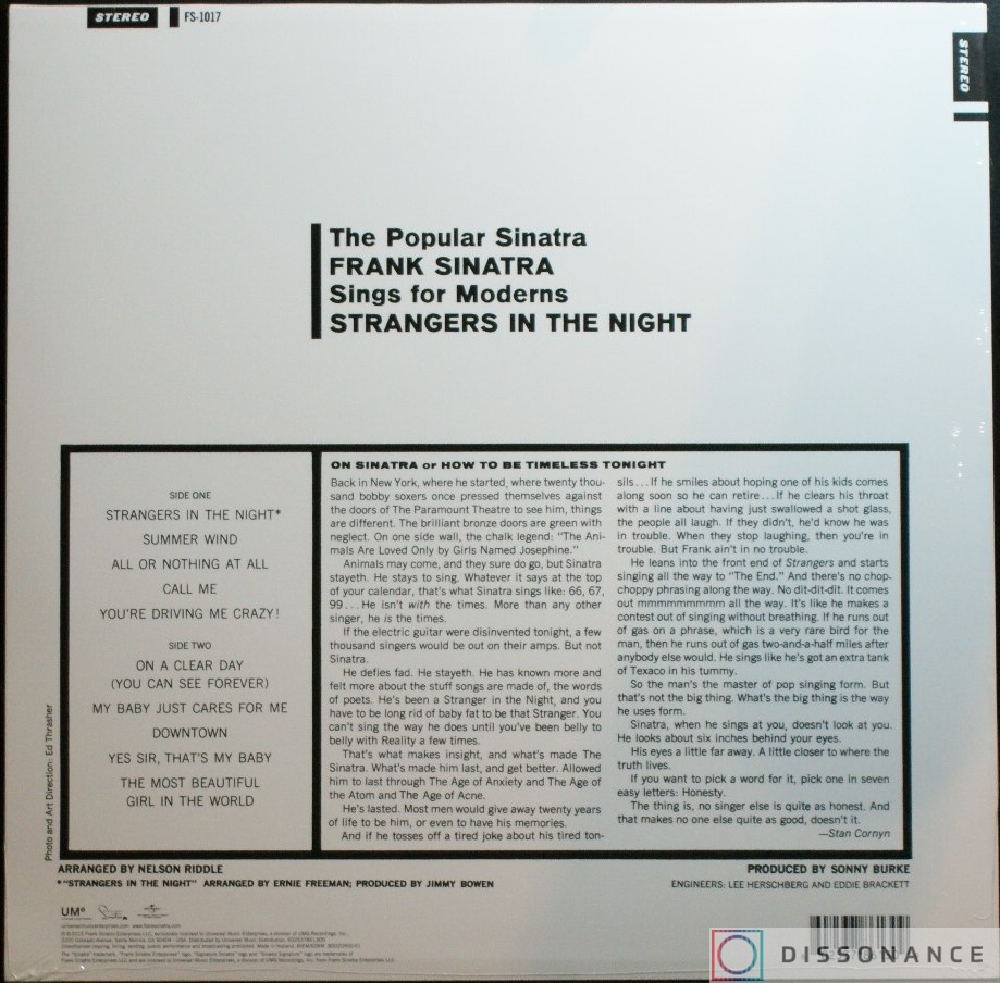 Виниловая пластинка Frank Sinatra - Strangers In The Night (2015) - фото 1
