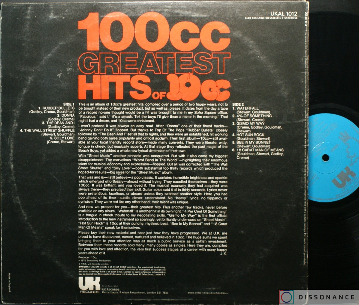 Виниловая пластинка 10 CC - Greatest Hits (1975) - фото 1