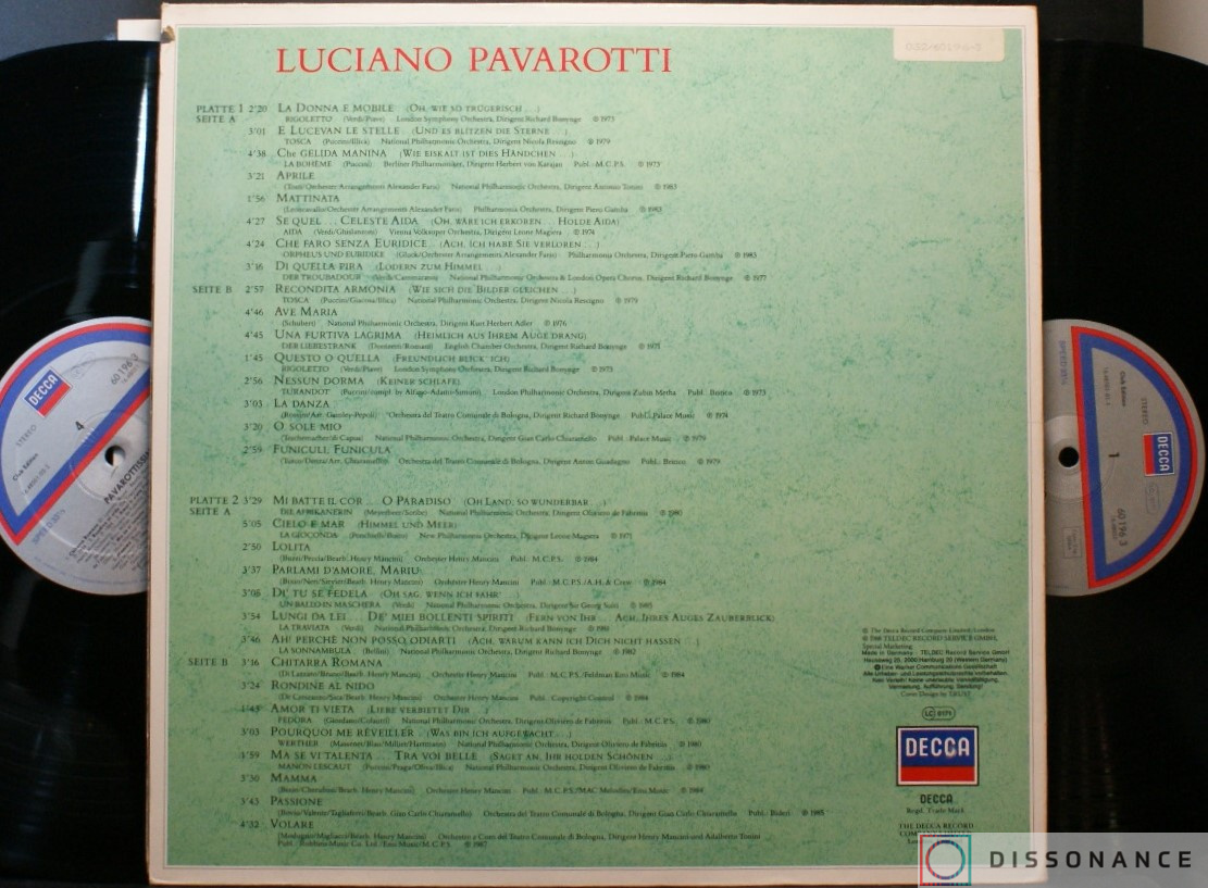 Виниловая пластинка Luciano Pavarotti - Pavarottissimo (1988) - фото 2