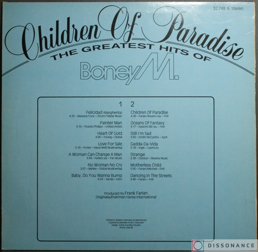 Виниловая пластинка Boney M - Children Of Paradise (1981) - фото 1