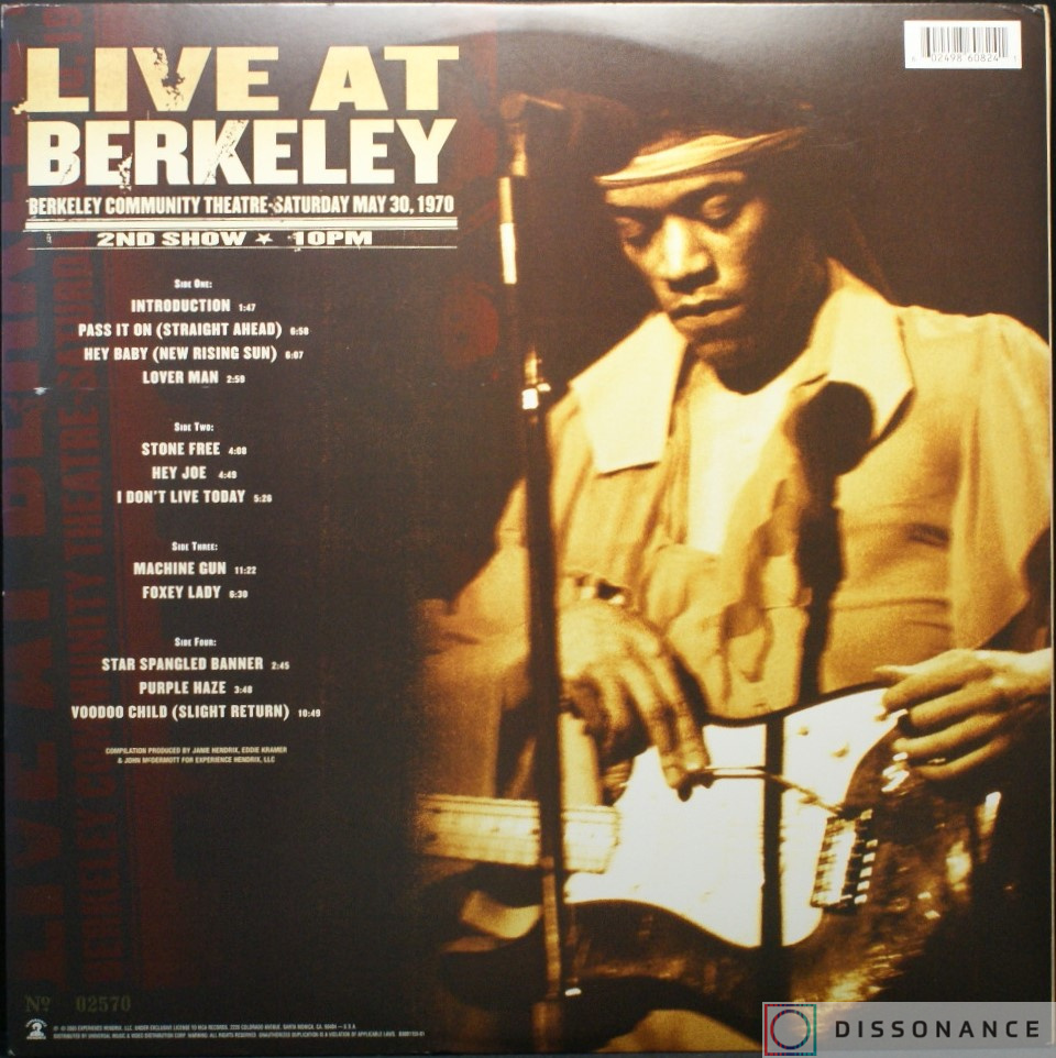Виниловая пластинка Jimi Hendrix - Live At Berkeley (2003) - фото 2