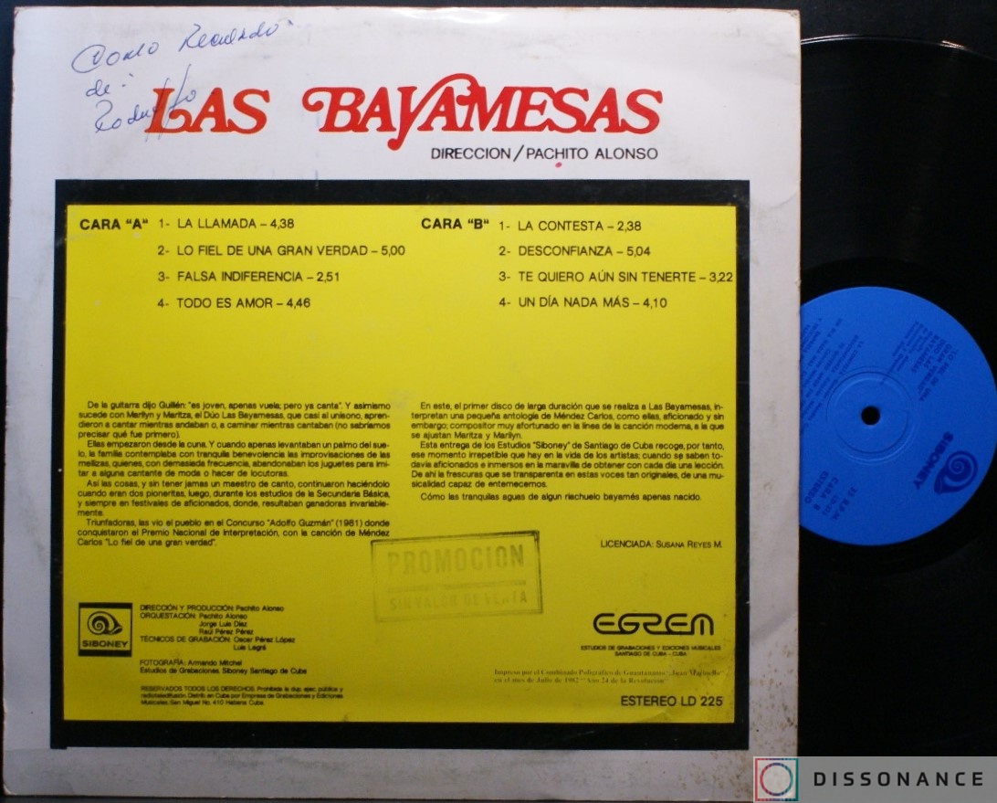 Виниловая пластинка Pachito Alonso - Las Bayamesas (1982) - фото 1
