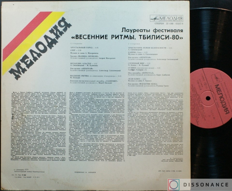 Виниловая пластинка V/A - Тбилиси 80 (1980) - фото 1