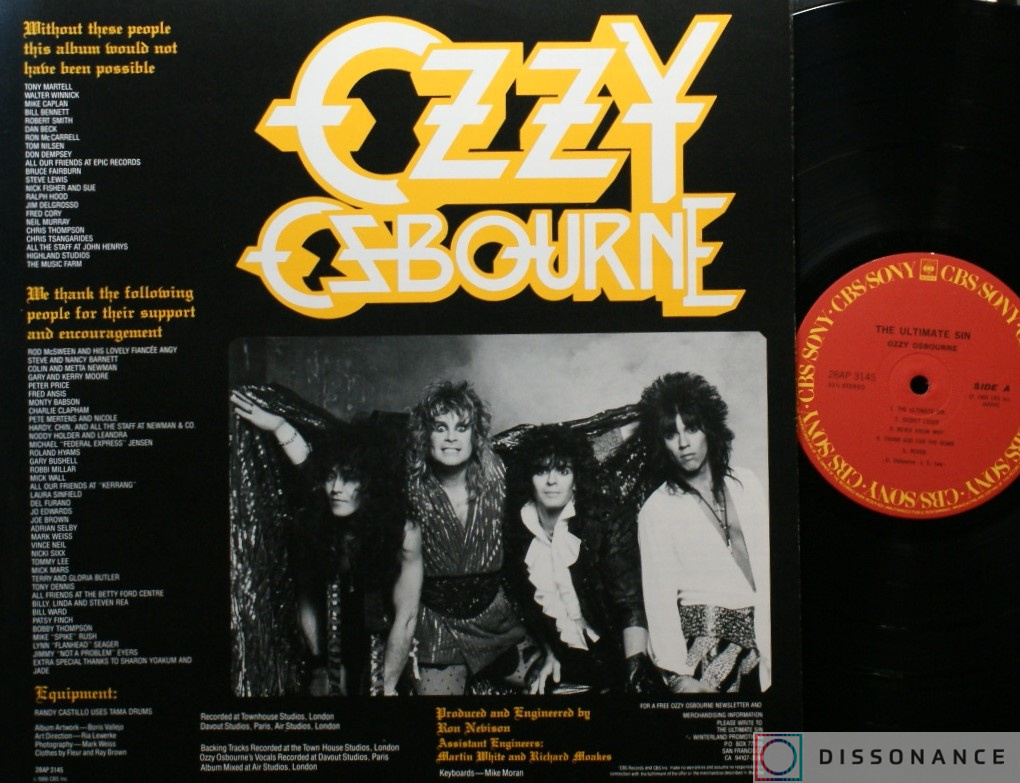 Виниловая пластинка Ozzy Osbourne - Ultimate Sin (1986) - фото 2