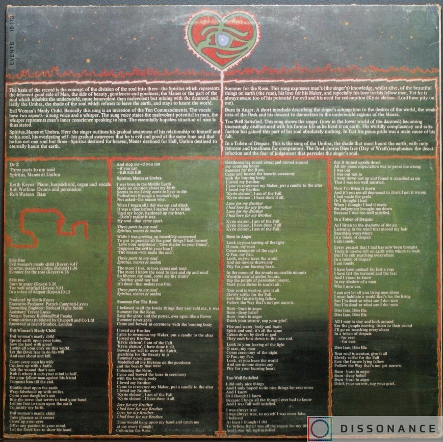 Виниловая пластинка Dr Z - Three Parts To My Soul (1971) - фото 1