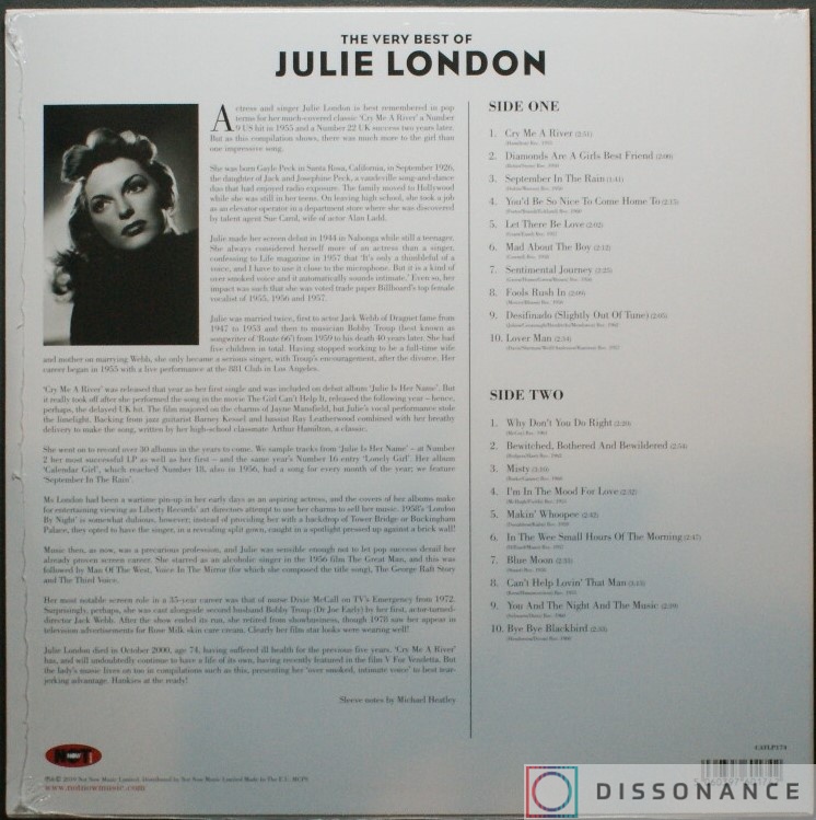 Виниловая пластинка Julie London - Very Best Of Julie London (2019) - фото 1