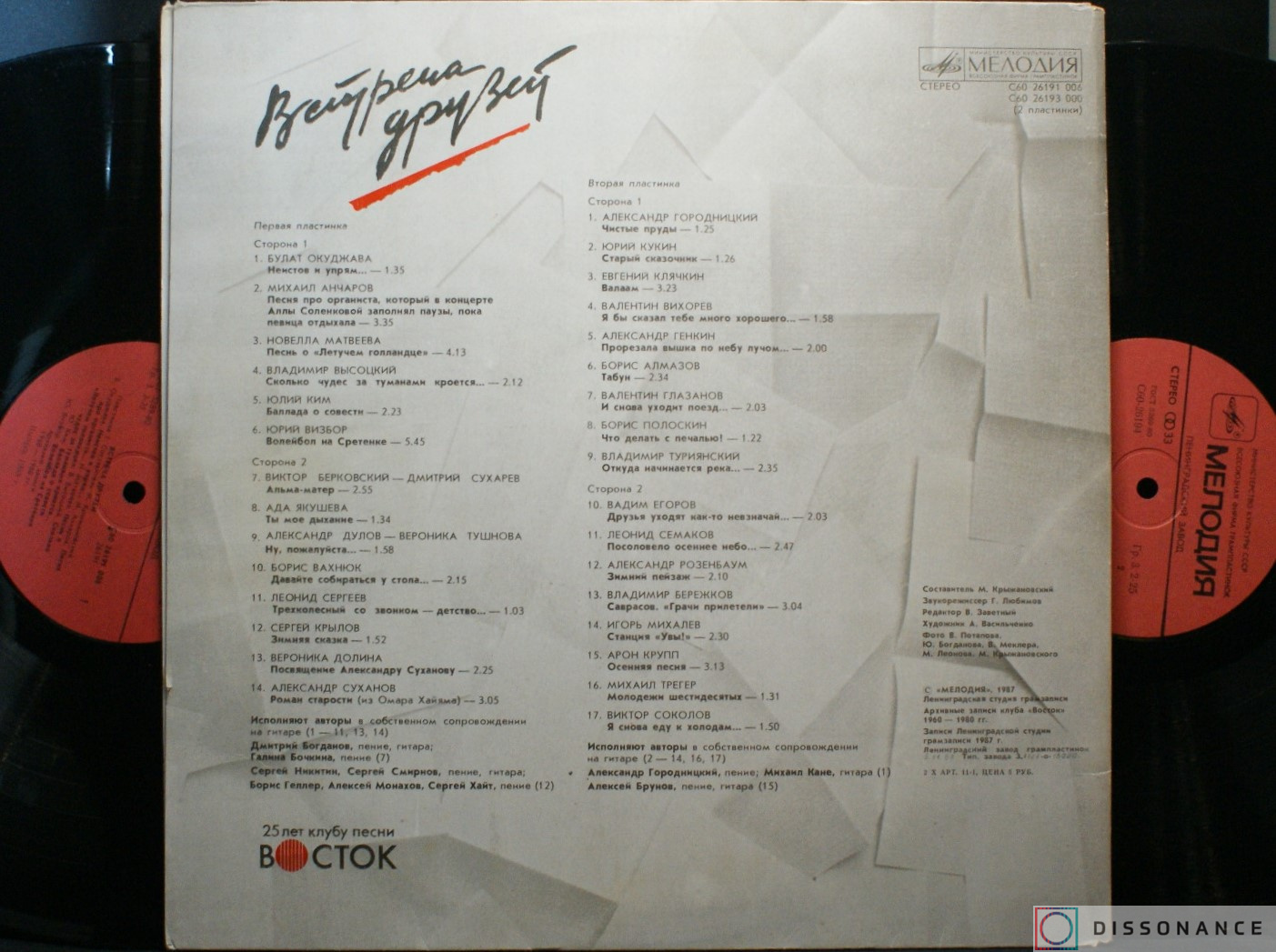 Виниловая пластинка V/A - Встреча Друзей (1987) - фото 2