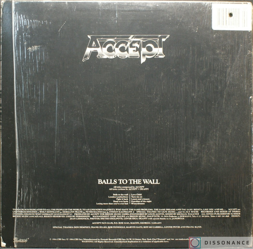 Виниловая пластинка Accept - Balls To The Wall (1983) - фото 1