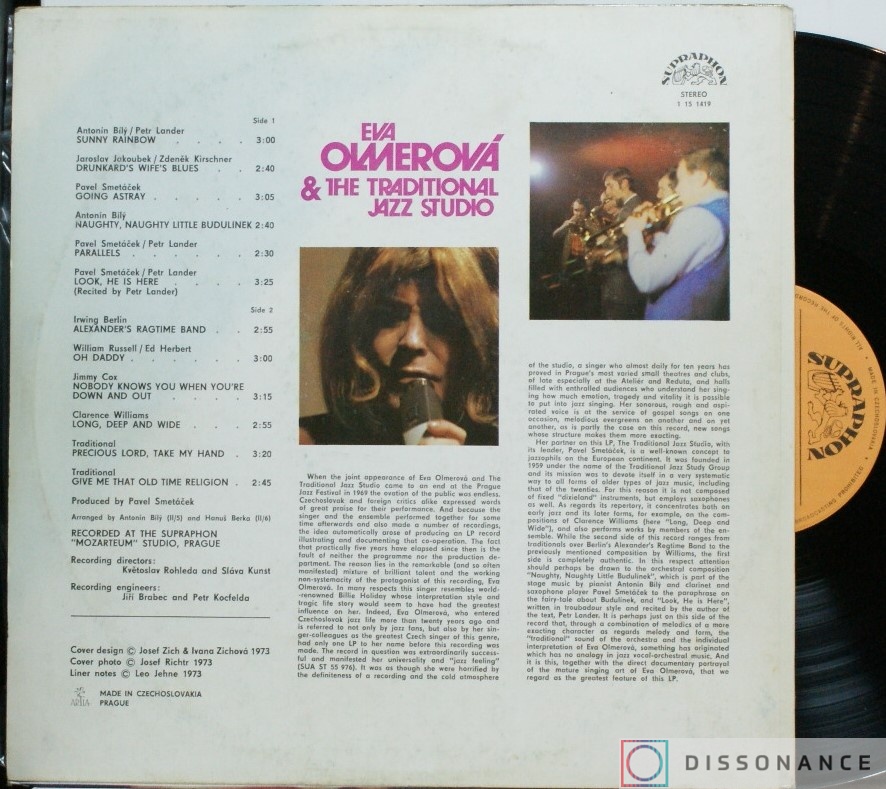 Виниловая пластинка Eva Olmerova - And The Traditional Jazz Studio (1973) - фото 1