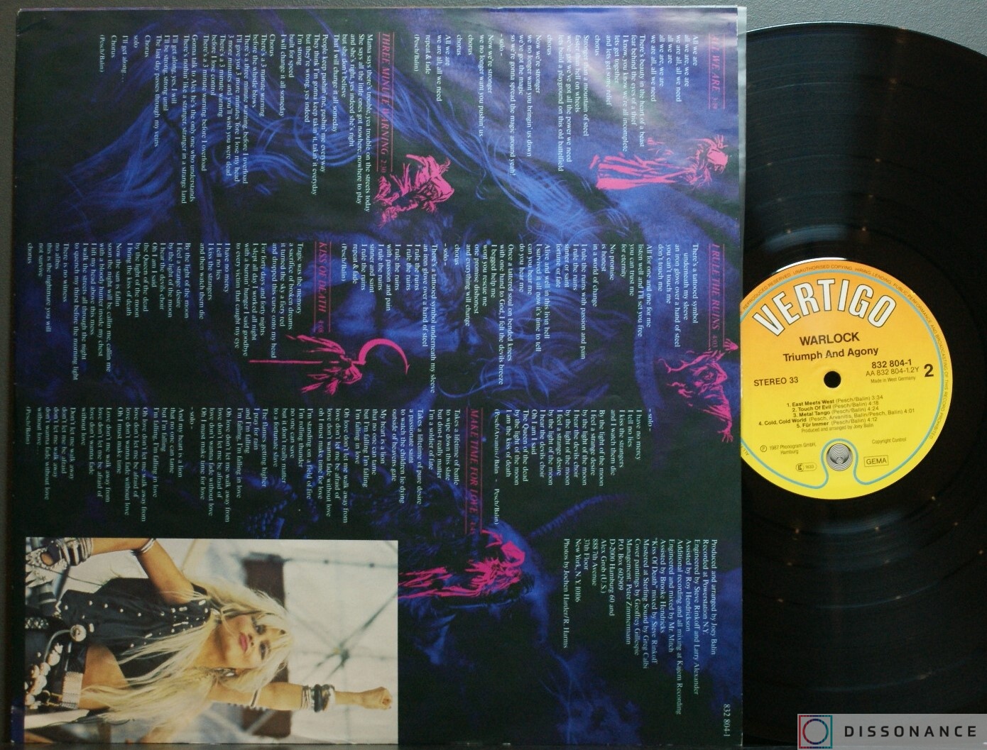 Виниловая пластинка Warlock - Triumph And Agony (1987) - фото 2